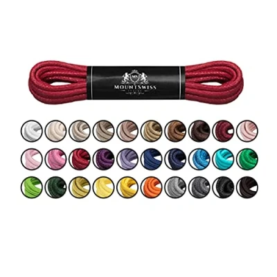 Image of Mount Swiss© Luxury Waxed Round Shoelaces for Business Suits and Leather Shoes, Diameter 2 3 mm, Length 45 120 cm red