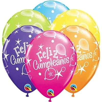 Image of Toyland® Pack of 50 11&quot; Assorted &#039;Feliz Cumpleanos&#039; Latex Balloons Birthday Party Decorations
