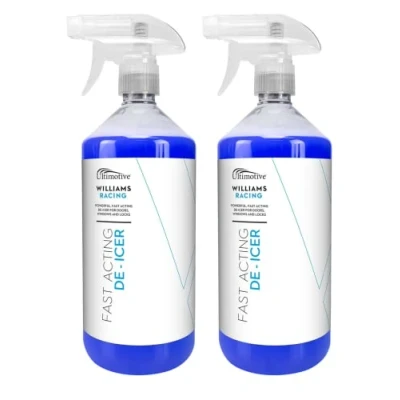 Image of Rokit Williams Racing Fast Acting De icer 2 x 1 Litre Multi pack for car windows, door locks, latches, headlights