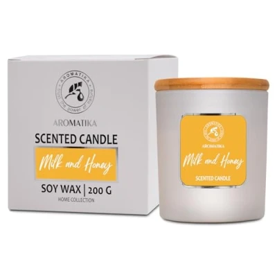Image of Scented Candle Milk Honey 200g Soy Wax Home Aromatherapy Relax Scent Air Freshener Glass Gift Idea for Mother&#039;s Day Birthday Christmas