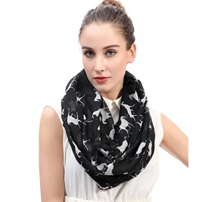 Image of Lina &amp; Lily Horse Print Lightweight Snood Scarf (Black)