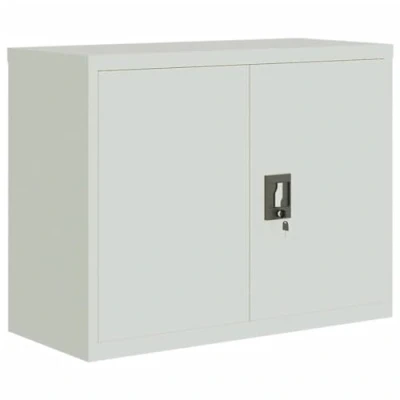 Image of vidaXL File Cabinet in Light Grey Rust Resistant Powder Coated Steel with Adjustable Shelf, Lockable System, Office Storage Organizer