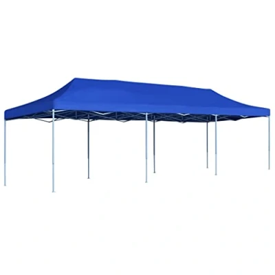Image of vidaXL Folding Pop up Party Tent Marquee 3x9m Blue Gazebo Outdoor Shade Canopy UV/Water Resistant, Powder Coated Steel Frame.