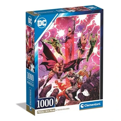 Image of Clementoni Jigsaw Puzzle Dc Comics 1000 Pieces Poster Included, For Adults 14 99 Years, Gift Men/Women, Super Hero, Made In Italy, 39853