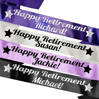 Image of My Pretty Little Gifts Personalised Retirement Sash &#039;Happy Retirement&#039; Pension Senior Leaving