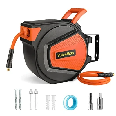 Image of Valuemax Air Hose Reel 9.5mm x 15m (3/8in 50Ft), Retractable Auto Rewind Compressor Max. 300PSI (20BAR) for Tool, Nailer Gun, Wrench