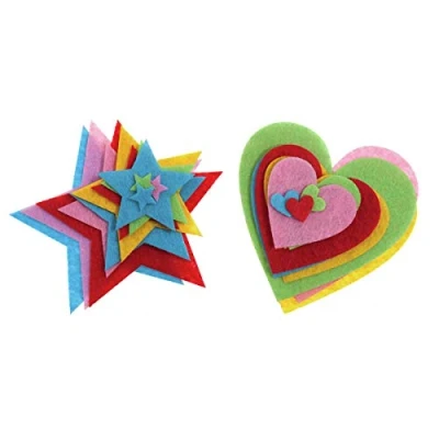 Image of Groves Motif Strip Bright Hearts &amp; Stars Sew Or Stick On 100% Acrylic Felt FLT013