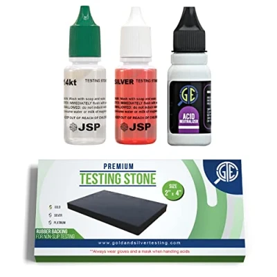 Image of Gold/Silver Test Acid Tester Kit 10k 14k .999 .925 Sterling Testing Stone Detect Precious Metals Oro
