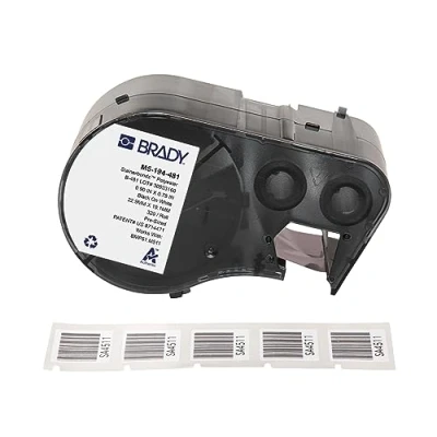 Image of Brady StainerBondz™ Polyester Pre Sized Labels for Label Printer BMP51/BMP53/M511 320 Self Adhesive Black on White (22,86 mm (W) x 19,05 (H)) M5 194 481
