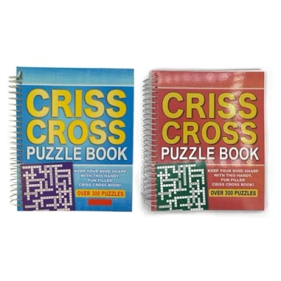 Image of WF Graham Criss Cross Crossword Puzzle Book, Pack of 2 Spiral Bound Brain Teasers Travel Puzzles Book with over 300