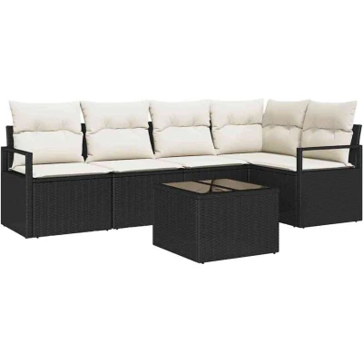 Image of vidaXL 5 Piece Garden Sofa Set with Cushions Brown Poly Rattan