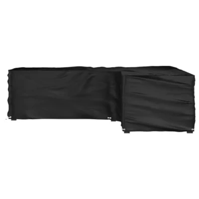 Image of vidaXL L Shaped Garden Furniture Cover Weather Resistant, UV Resistant PE with 16 Aluminum Eyelets and Lock, Easy to Store 250x250x70 cm in Black