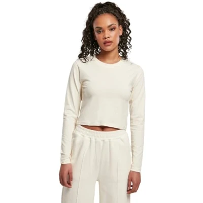 Image of Urban Classics Women&#039;s Ladies Organic Cropped Longsleeve T Shirt, whitesand, 4XL