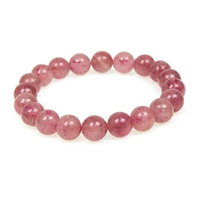 Image of MJDCB 10mm Natural Strawberry Quartz Beads Bracelet Healing Crystals Bracelets