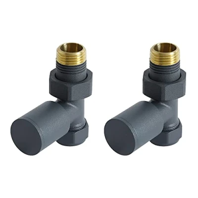 Image of Milano Modern Pair of 15mm Anthracite Straight Heated Towel Rail Radiator Valves