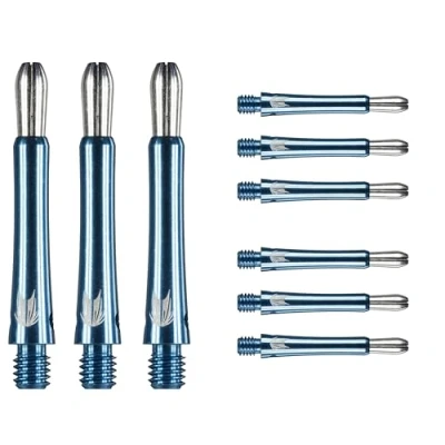 Image of TARGET Darts Grip Style Aluminium Shaft Pack of 9 Blue, Short (34.8mm) Professional Accessories, 2BA Multipack with Rings, Dart Multipack, Stems