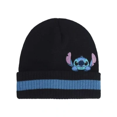 Image of Concept One Disney Stitch Beanie Hat, Peek A Boo Striped Winter Knit Cap with Cuff, Multi, Size, Size