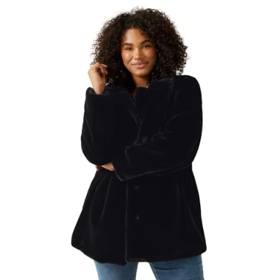Image of EVANS Curve Faux Fur Coat Women&#039;s Plus Size