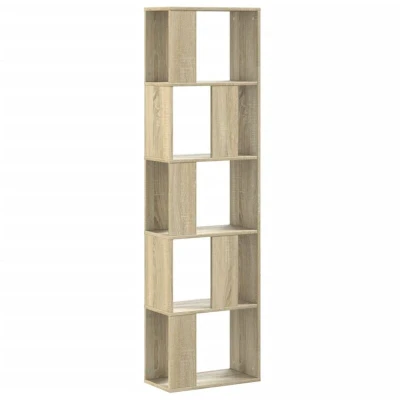 Image of vidaXL Bookcase 5 Tier Sonoma Oak 45x23.5x162.5 cm Engineered Wood