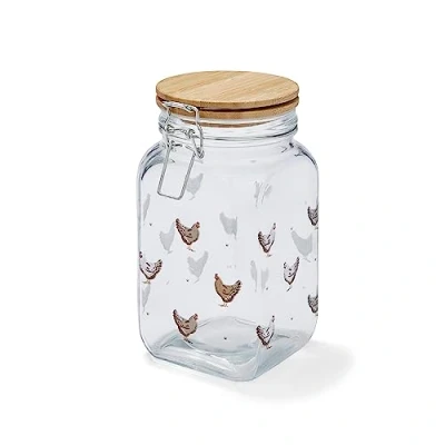 Image of Cooksmart British Designed Glass Storage Jars With Clip Lid For Kitchen Modern Designs Spaghetti Jar or Pasta Containers Farmers