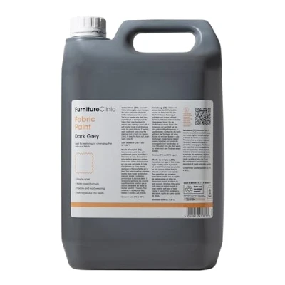 Image of Furniture Clinic Fabric Paint Use to Restore or Change the Colour of Upholstery, Soft Furnishings, Car Interiors Easy Works on All Fabrics (Dark Grey, 5 Litre)