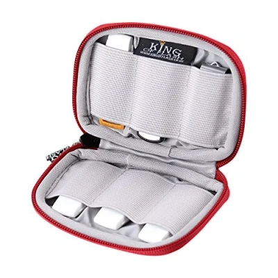 Image of KING OF Flash USB Drive Case with Premium Quality Padded Protection for Up to 6 Flash/Key Drives, Organizer (Red)