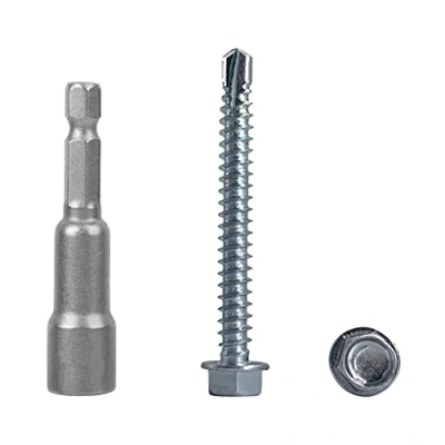 Image of (Pack of 100 pcs) DIN 7504 K Zinc Plated Steel 5.5 x 50 mm Screws, Self Drilling Sheet Metal Screw, Hex Washer Head, Tapping (100, mm)