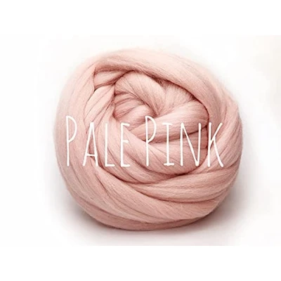 Image of Chunky Wool Pale Pink for arm Knitting Blanket Weaving Felting Jumbo Yarn Giant Soft 50g (0.11lb)
