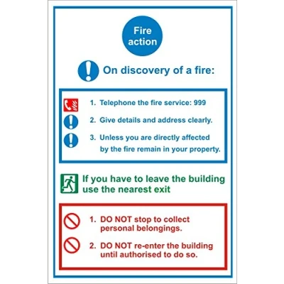 Image of Seco Fire Action On Discovery Of A Sign, 150mm x 200mm 1mm Semi Rigid Plastic