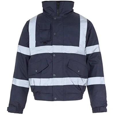 Image of Expert Workwear HI VIZ VIS VISIBILITY CONTRACTOR SAFETY BOMBER JACKET COAT WATERPROOF (2XL, Navy)