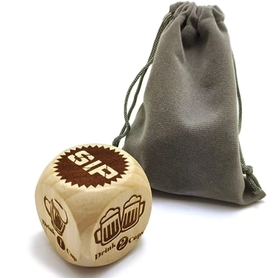 Image of 40MM Larger Wooden Drinking Dice Rolling Decider Game Drunk Frenzy Party Family Friends Gathering Bar Pub Adult Favor Toys