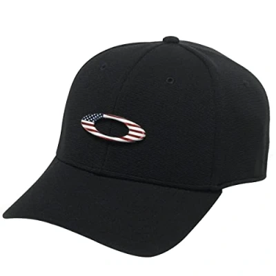 Image of Oakley Men&#039;s Tincan Cap Hat, Black/American Flag, L XL UK