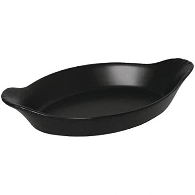 Image of Olympia Mediterranean Oval Eared Dishes Black 15126mm Serving Plates 6pc