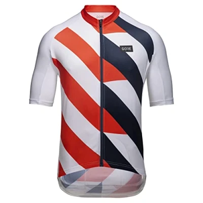 Image of GORE WEAR Men&#039;s Cycling Short Sleeved Jersey Signal, White/Fireball, S
