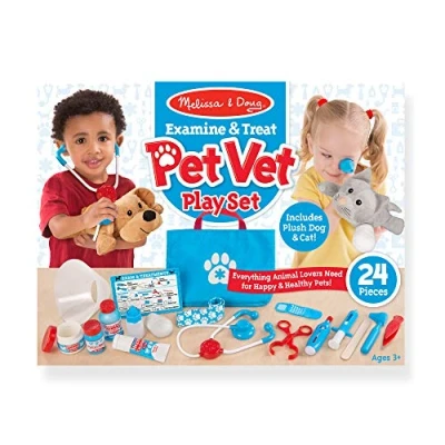 Image of Melissa &amp; Doug Pet Vet Set for Kids Toys, Pretend Play Kit Dog Cat Plush Stuffed Animal Toys 3 Year Old Girls Gifts, Role 3+ or Boys 6
