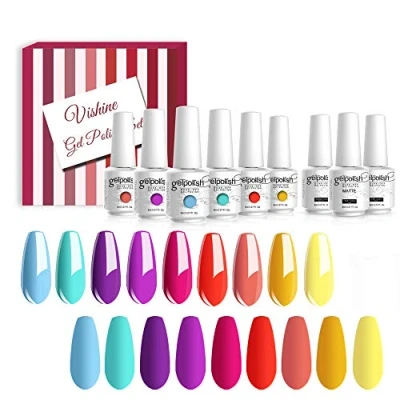 Image of Vishine Gel Polish Neon Colors Collection Soak off Nail Art UV LED Salon Manicure Set 8ml 12Pcs