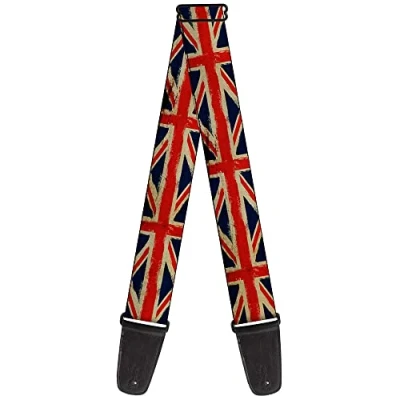 Image of Buckle Down GS W32123 Guitar Strap United Kingdom Flags Distressed Painting, 2&quot; Wide 29 54&quot; Length