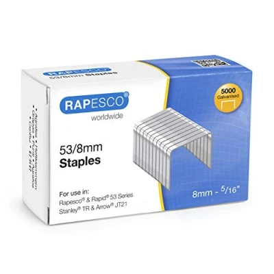 Image of Rapesco 0750 53/8 mm Galvanised Staples, Box of 5000
