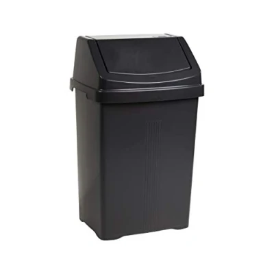 Image of funky gadgets Wham Plastic Swing Bin Waste Recycle Recycling Dustbins Kitchen,Bathroom Rubbish Trash Refused Bins (Midnight, 50L Bin)