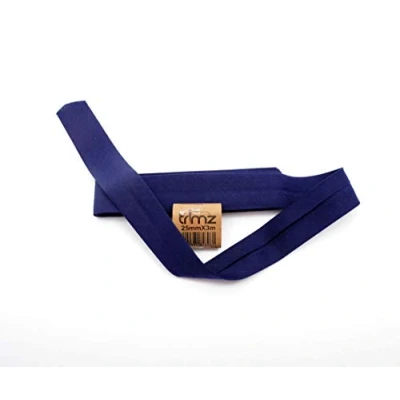 Image of Trimz Poly Cotton Bias Binding, Navy, 25mm x 3m