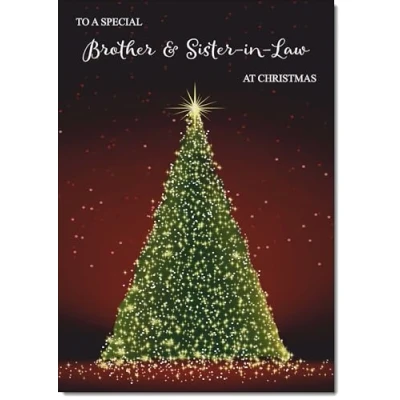 Image of doodlecards Brother and Sister in Law Christmas Card Green Tree Large A4 Size for &amp; with Plain Envelope