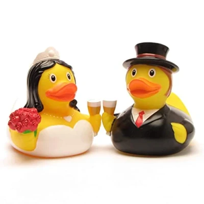 Image of Duckshop I Bride and Groom Bath Ducks Squeaky L 8 cm