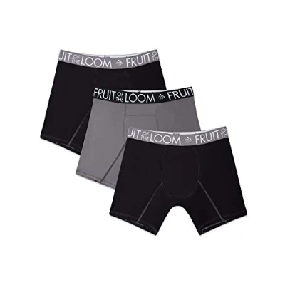 Image of Fruit of the Loom Men&#039;s Performance Cooling Boxer Briefs, Black/Grey, 3XL