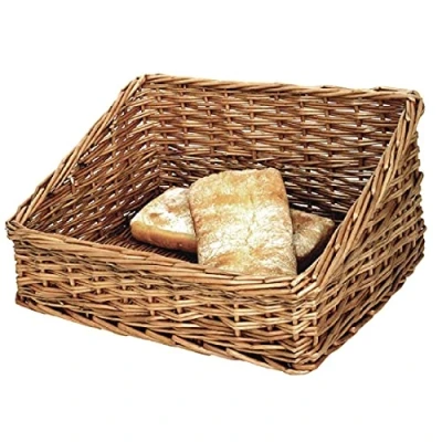 Image of Olympia Bread Display Basket in Rustic Wooden Colour 200x510x390mm