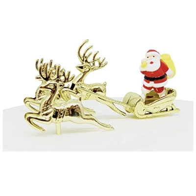 Image of Anniversary House 3pcs ‘On Dasher On Dancer’ Sleigh Scene Cake Decorating Kit Christmas Decorations, Toppers, Yule Log Traditional Non Edible BX314 UK