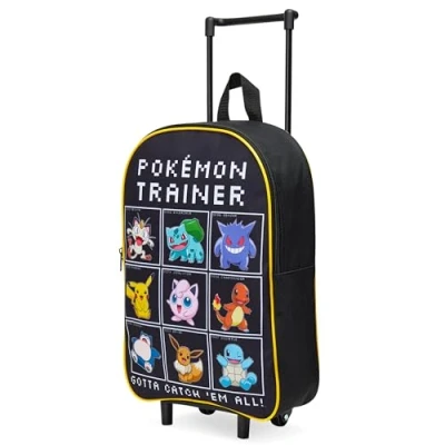 Image of Pokemon Kids Foldable Trolley Suitcase 39 x 27cm, 10.5 litres 2 Wheels (Black/Multi)