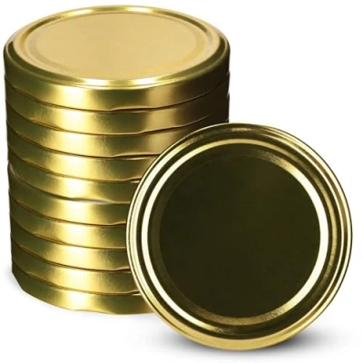 Image of KADAX Jar Lids Ø 100 mm, Secure Metal with Six Threads, Seals Replacement, Twist Off Closure for Pickling and Preserving (Gold, Set of 10)