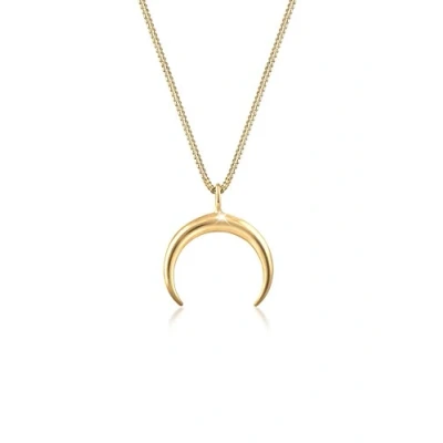 Image of Elli Women&#039;s 925 Sterling Silver Gold Plated Crescent Trend Blogger Pendant Necklace of Length 45 cm