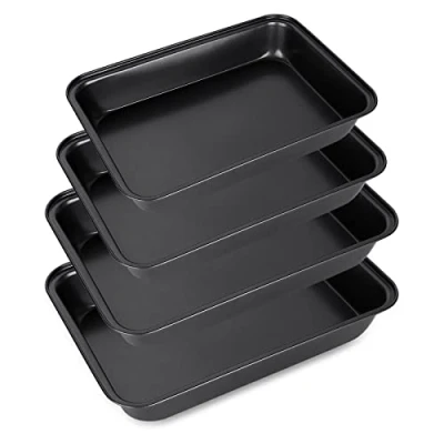 Image of FWEEK 4 Piece Baking Trays for Oven Non Stick Roasting Tins Heavy Duty Carbon Steel (PFOA Free) Cooking Food Dishwasher Safe