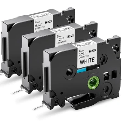 Image of Upwinning Compatible TZe 211 6mm Label Tape Replacement for Brother P Touch 211, Laminated Black on White TZe211 Work with Maker 900 1000 1010 D210 D400, 3 Pack